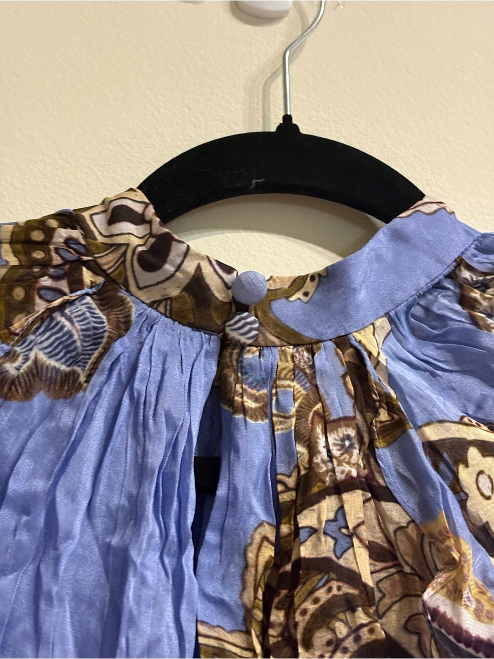 Hemant & Nandita Saya Ruffle Short Mini Dress Blue Paisley NWT Size Small - Picture 9 of 13